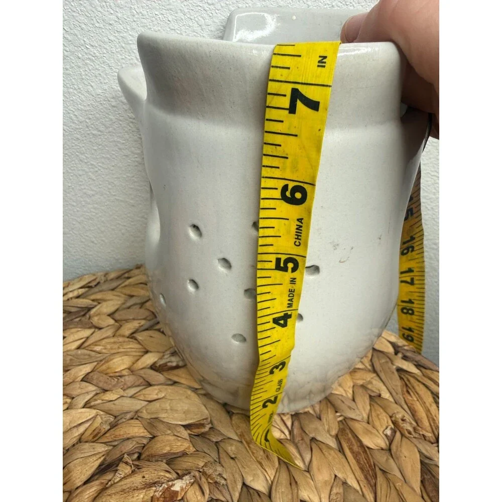 MA Hadley Owl Luminary White Ceramic Candle Holder Animal Clay Handcrafted Light